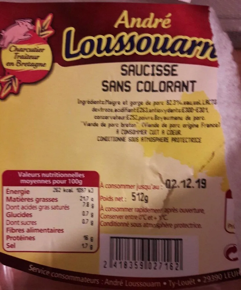 Saucisse sans colorant