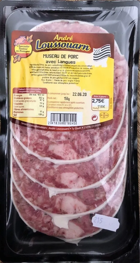 Museau de porc avec langues 156gr