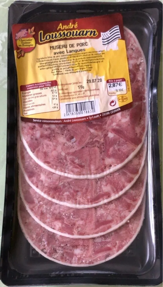 Museau de porc avec langues 170gr