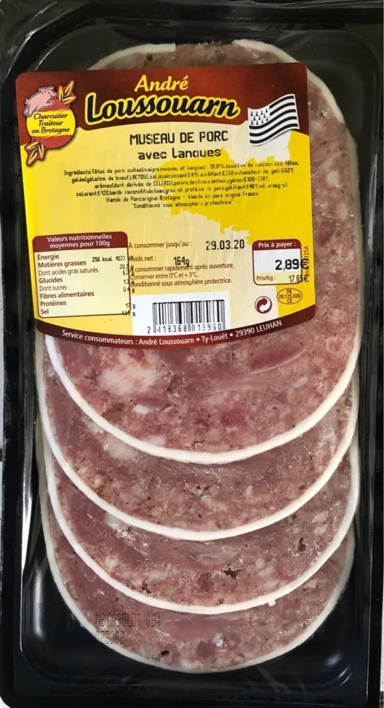 Museau de porc avec langues 164gr