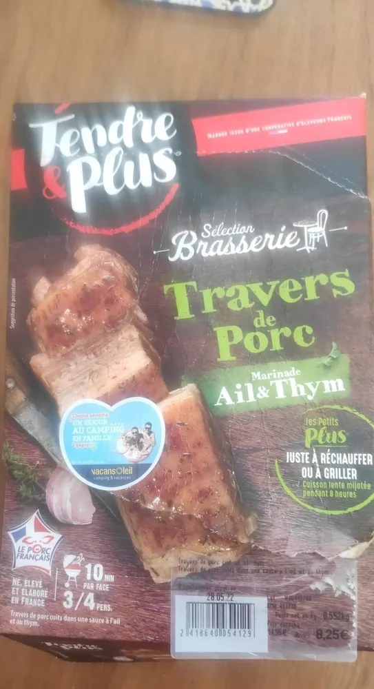 Travers de  porc marinade ail et thym