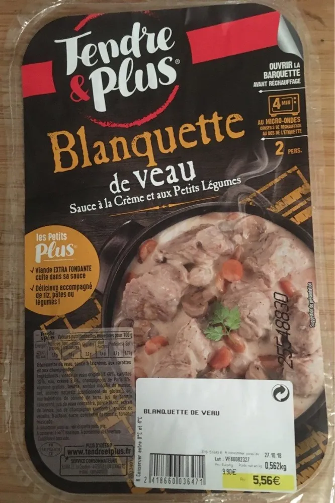 Blanquette de veau sauce crème et petits légumes