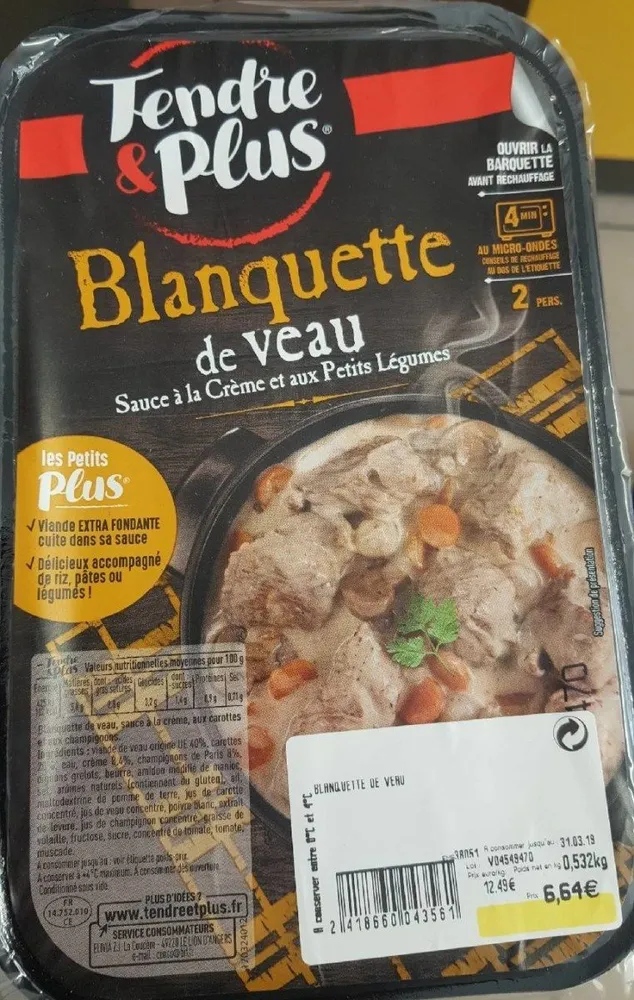 Blanquette de veau sauce à la crème et petits légumes