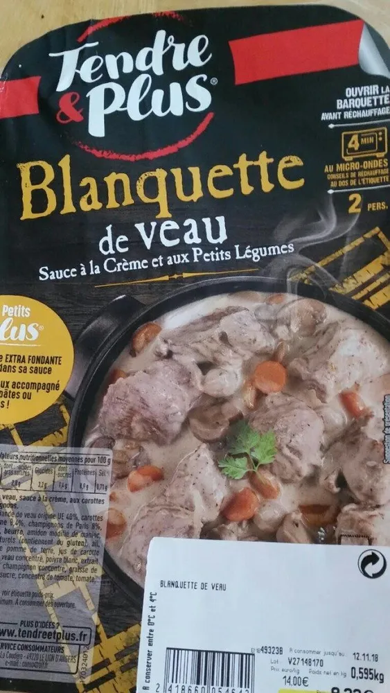 Blanquette de veau sauce à la crème et aux petits légumes