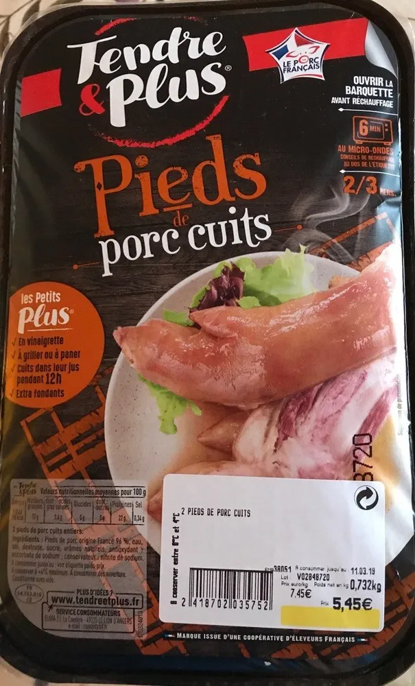 Pieds de porc cuits