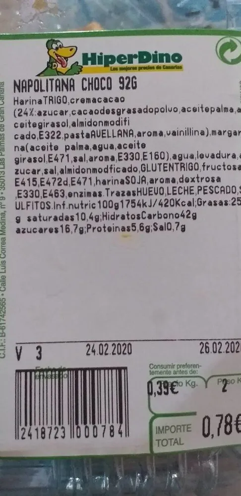 Napolitana choco 92g