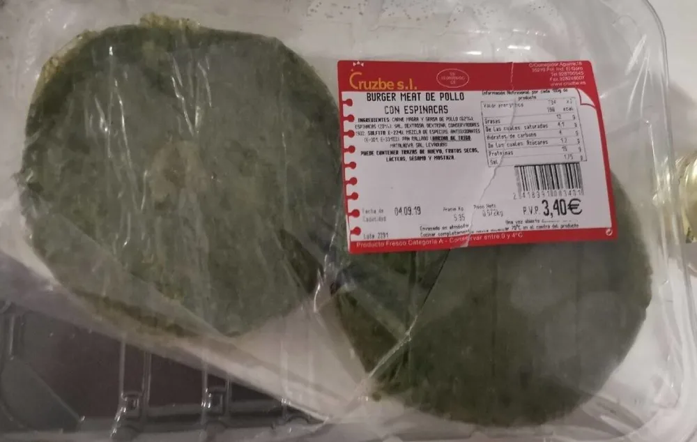 Burger de pollo con espinacas