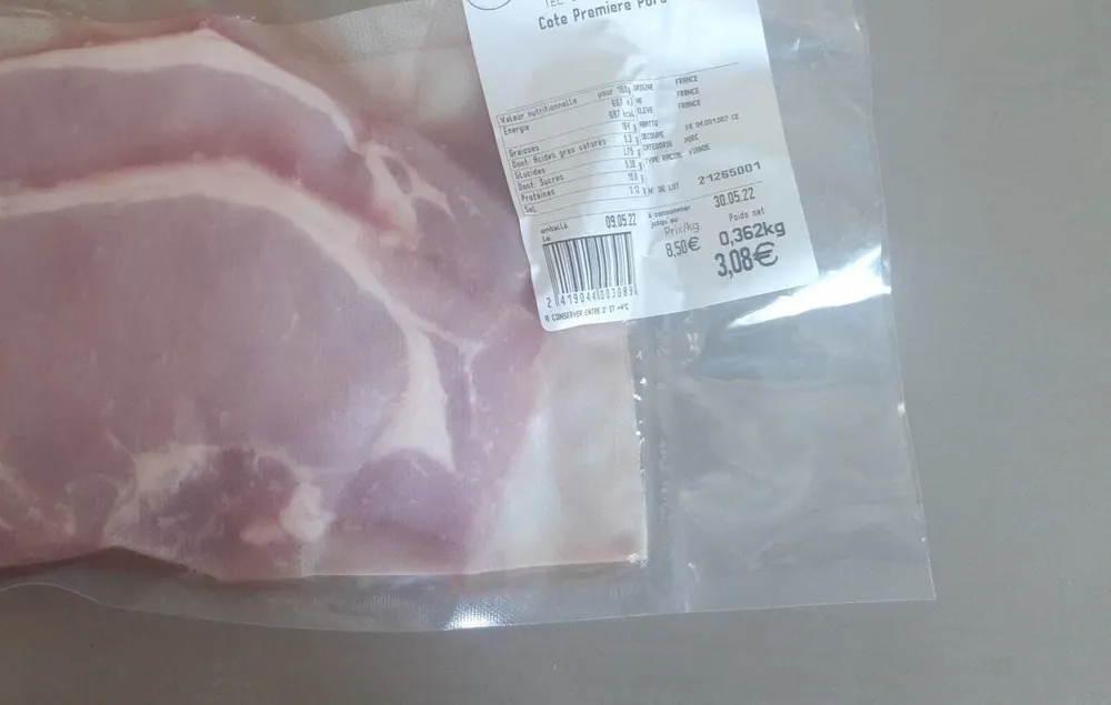 Cote première de porc