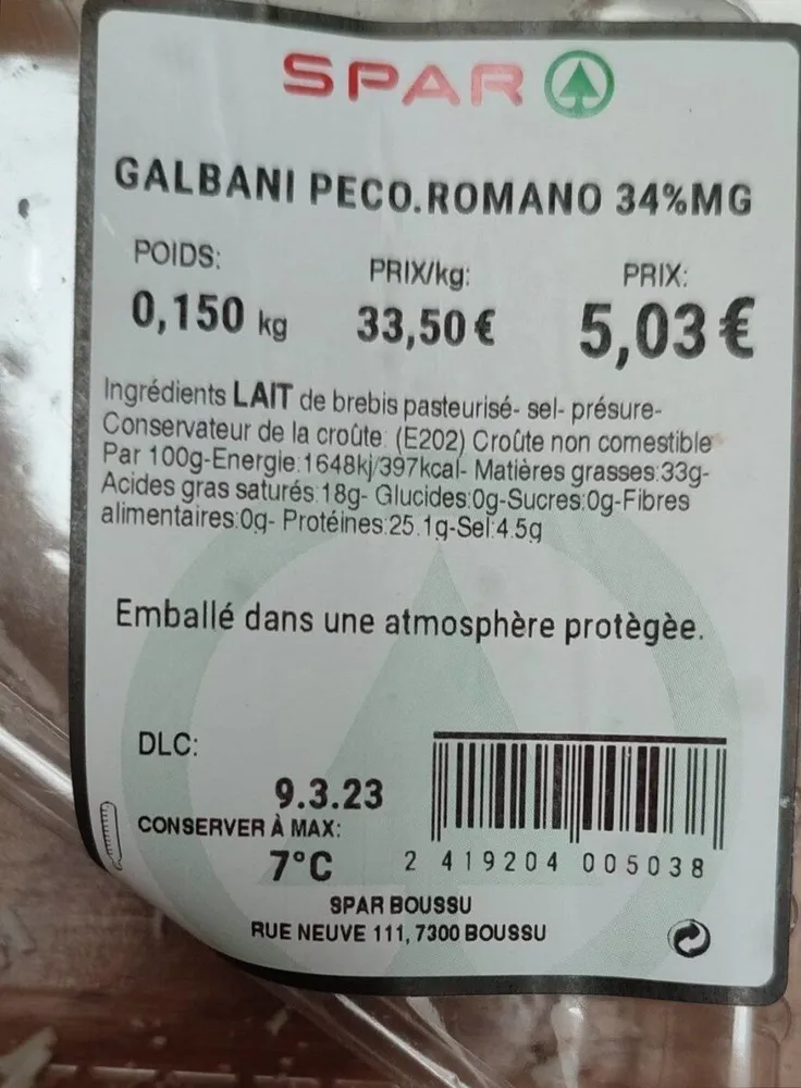 Galbani peco.romano 34%mg