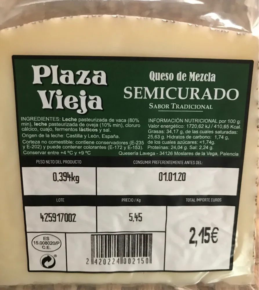 Queso mezcla semicurado