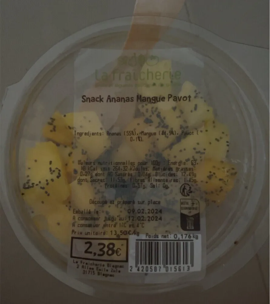 Snack ananas mangue pavot