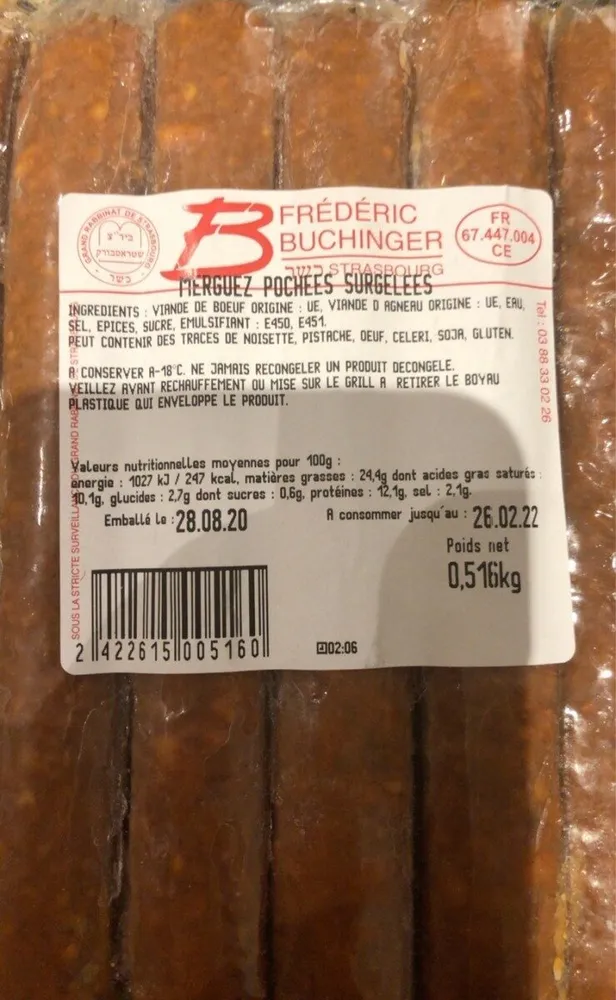 Merguez pochees surgelees