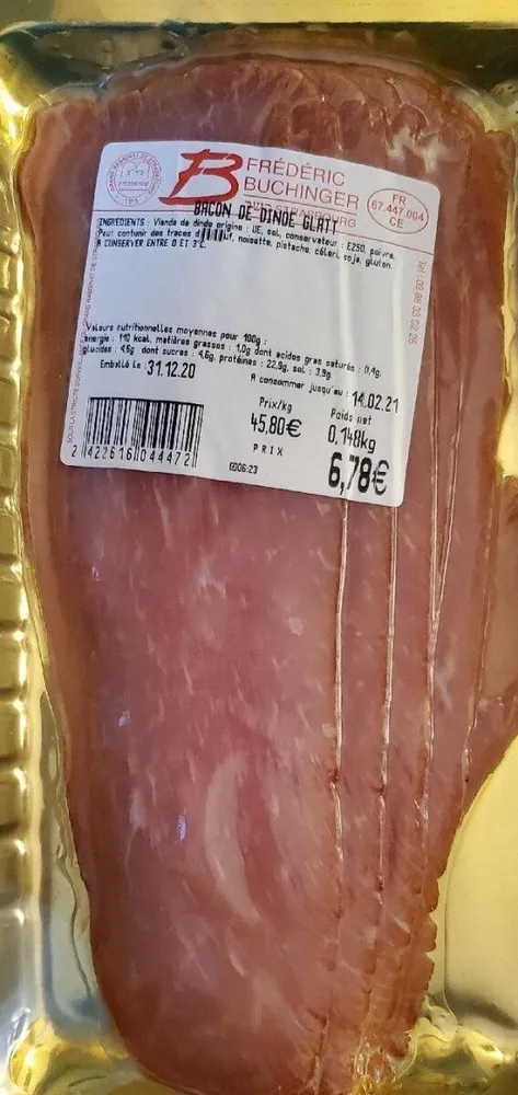 Bacon de dinde glatt