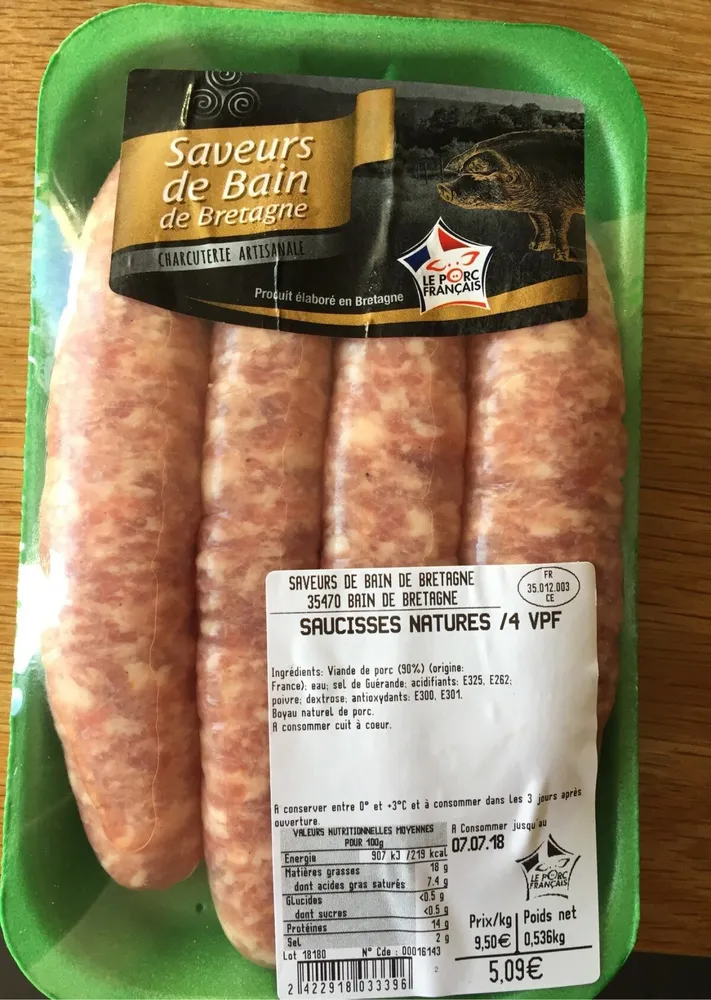Saucisses natures /4 vpf