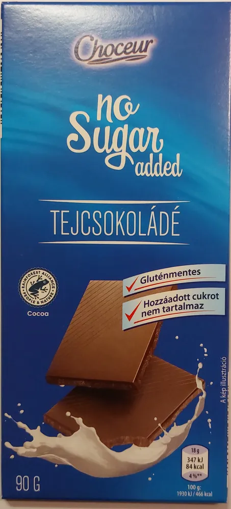 no Sugar added TEJCSOKOLÁDÉ