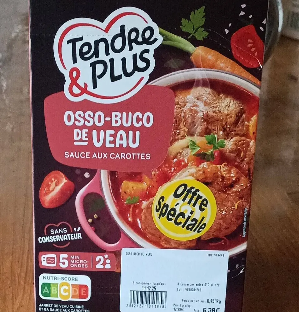 Osso bucco de veau sauce aux carottes