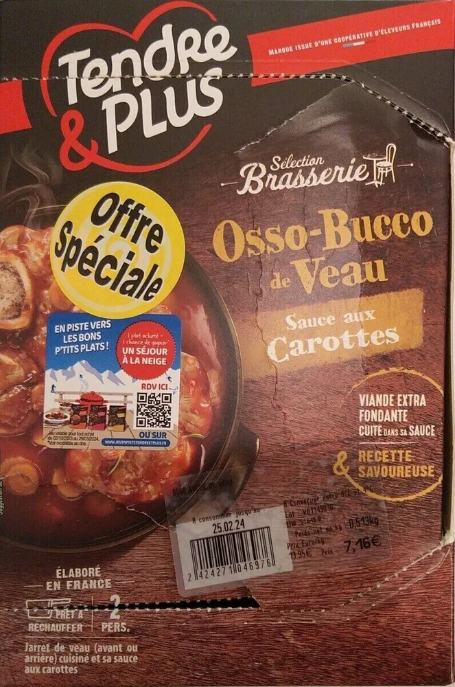 OSSO-BUCCO DE VEAU SAUCE AU CAROTTES