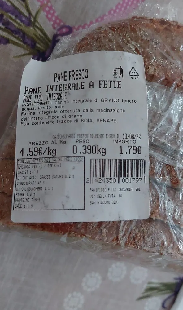 Pane integrale a fette