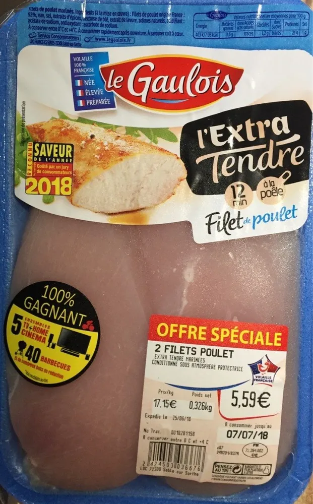 Filets de poulet L'extra tendre