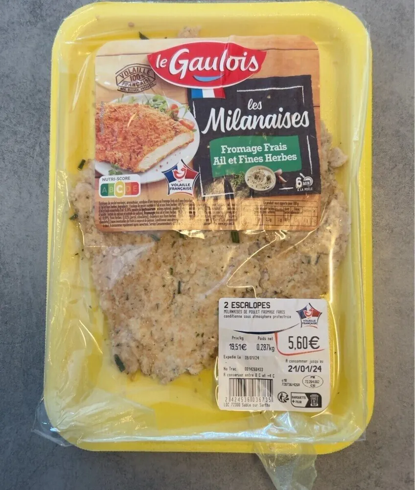 Escalope milainse ail et fines herbes Le Gaulois