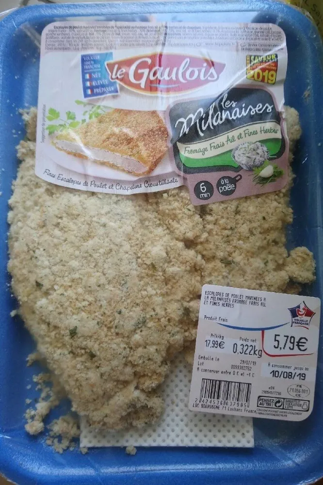 Les milanaise fromage frais ail et fines herbes