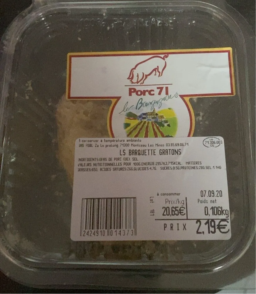 Barquette Grattons