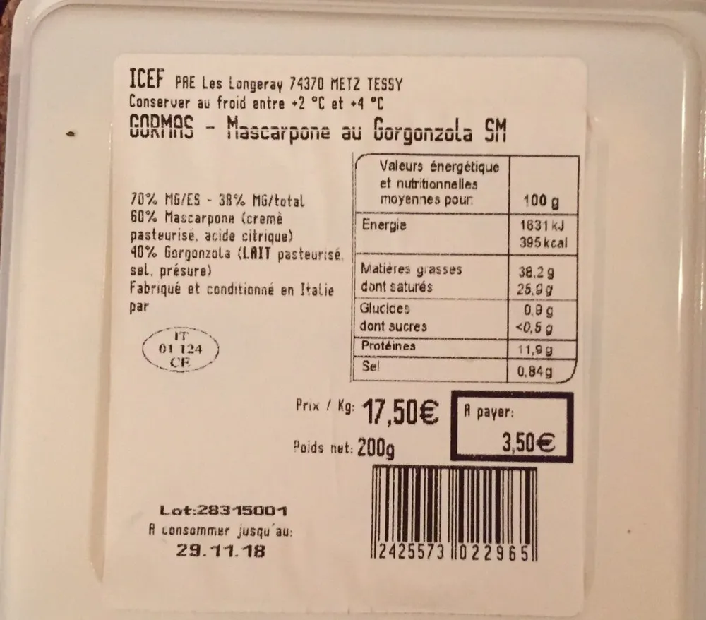 Mascarpôe au gorgonzola