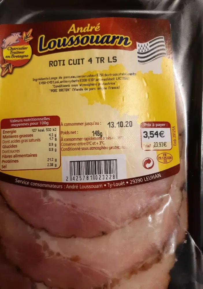 Rôti de porc cuit 4 tranches