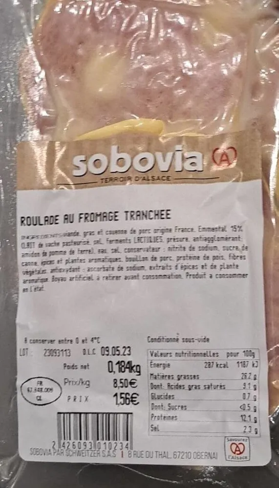 Roulade au fromage tranchée