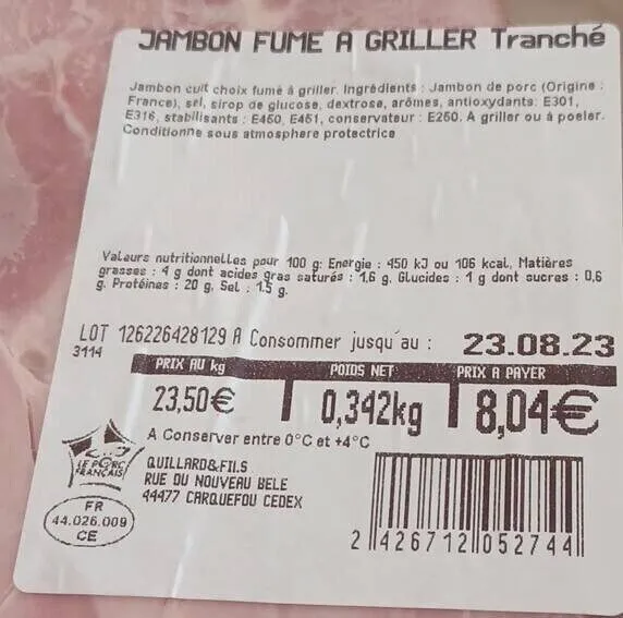 Jambon fumé à griller