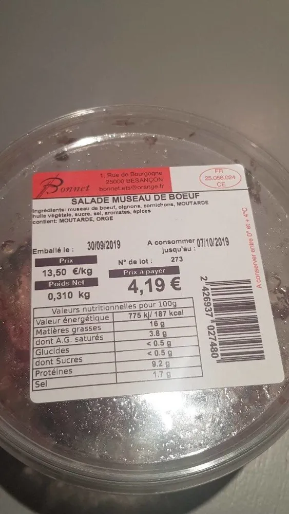 Salade de museau de boeuf