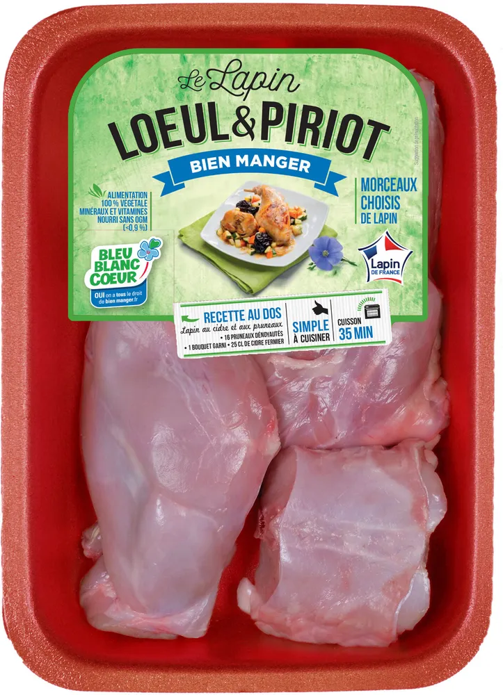 Demi-lapin découpé Bleu-Blanc-Cœur