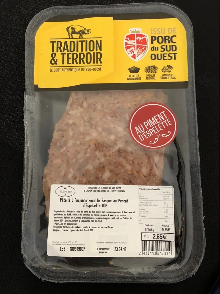 Pâté à l'ancienne recette basque au piment d'espelette