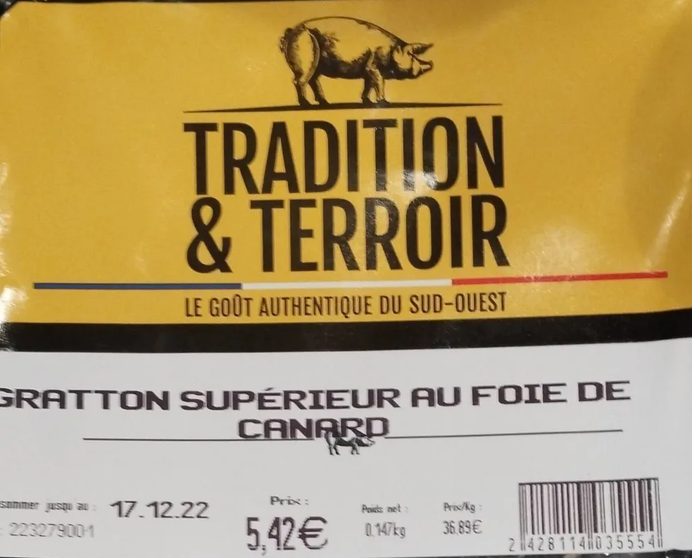 Gratton supérieur au foie de canard