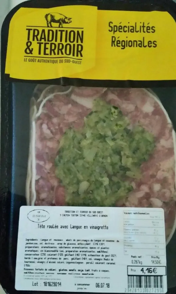 Tête roulée avec langue en vinaigrette