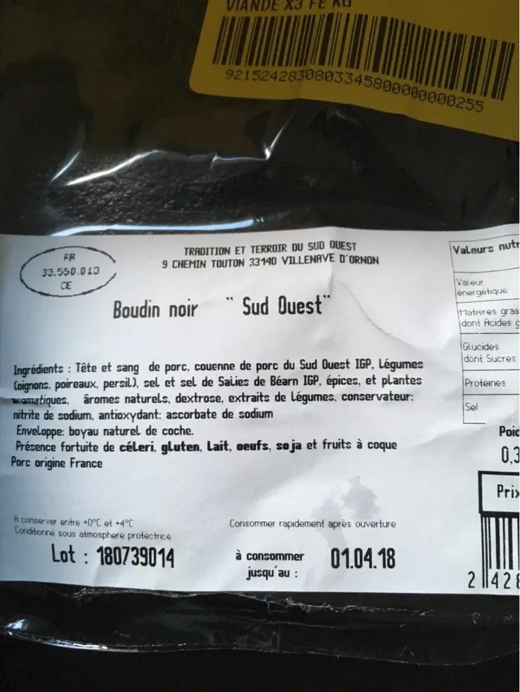 Boudin noir sud ouest