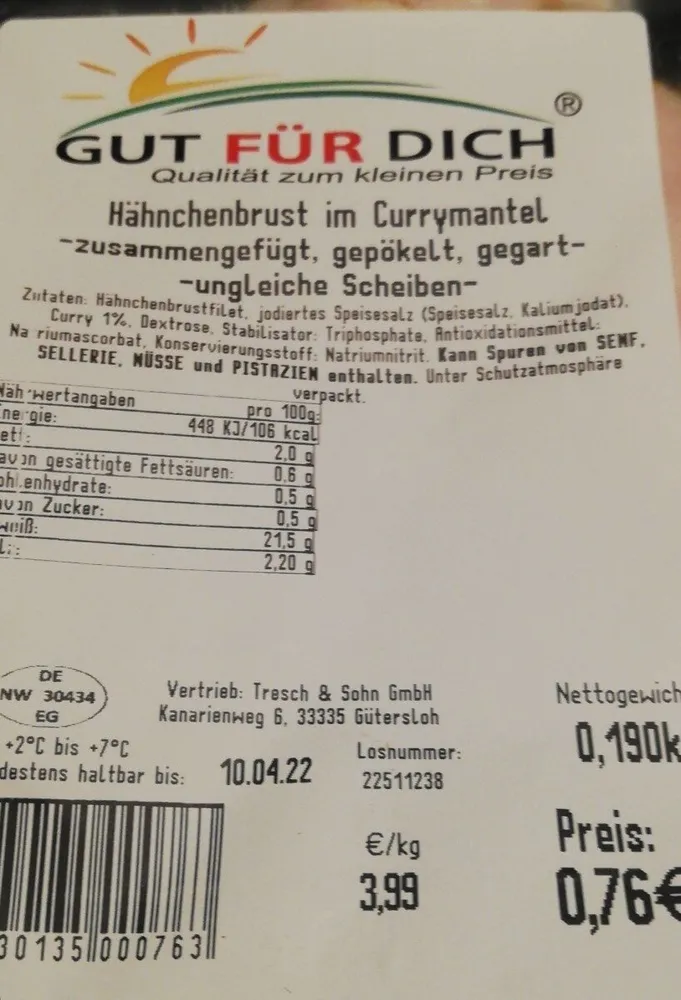 Hähnchenbrust im Currymantel