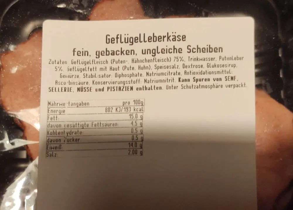 Geflügelleberkäse