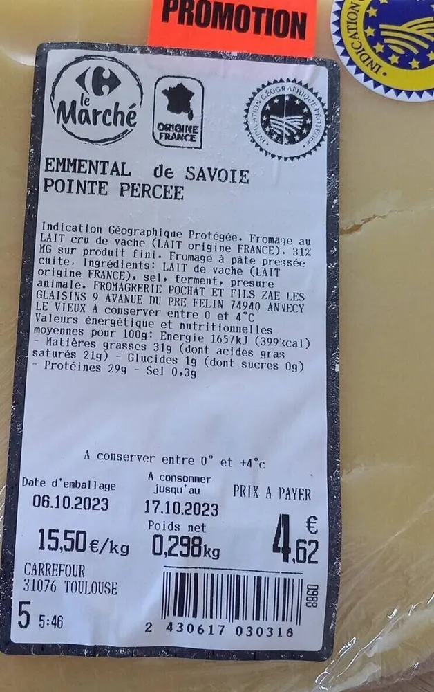 Emmental de Savoie pointe percee