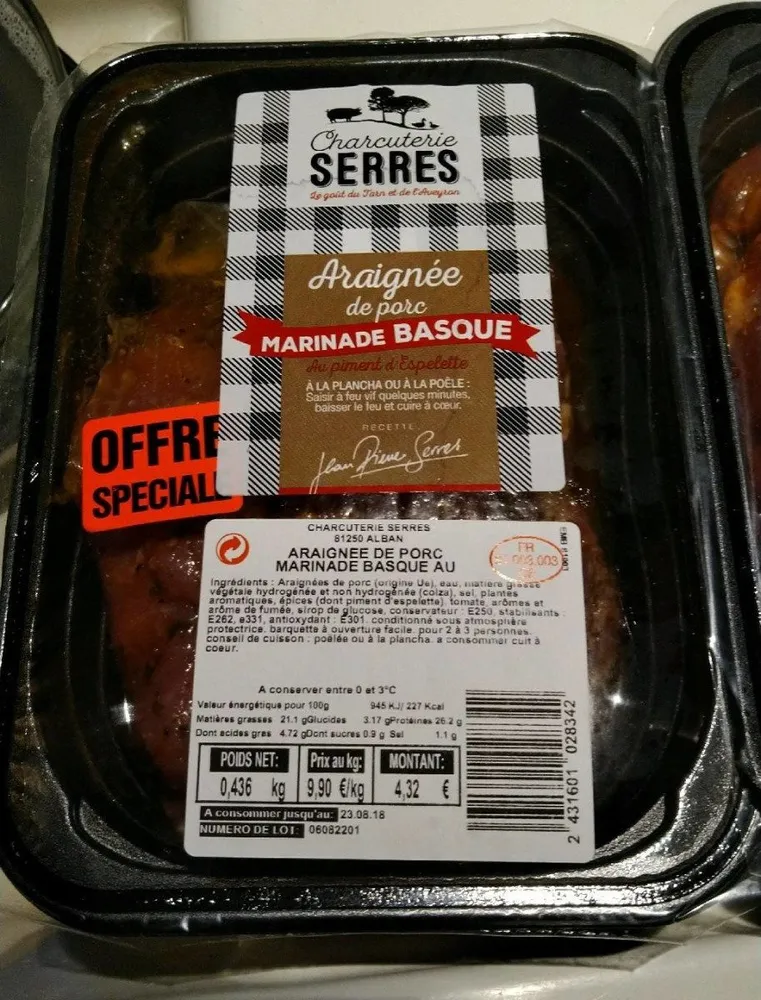 Araignée de porc marinade basque au piment d'Espelette