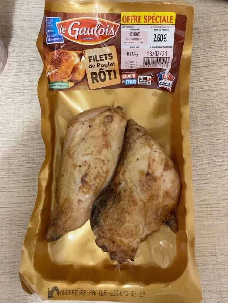 Filets de poulet rotis