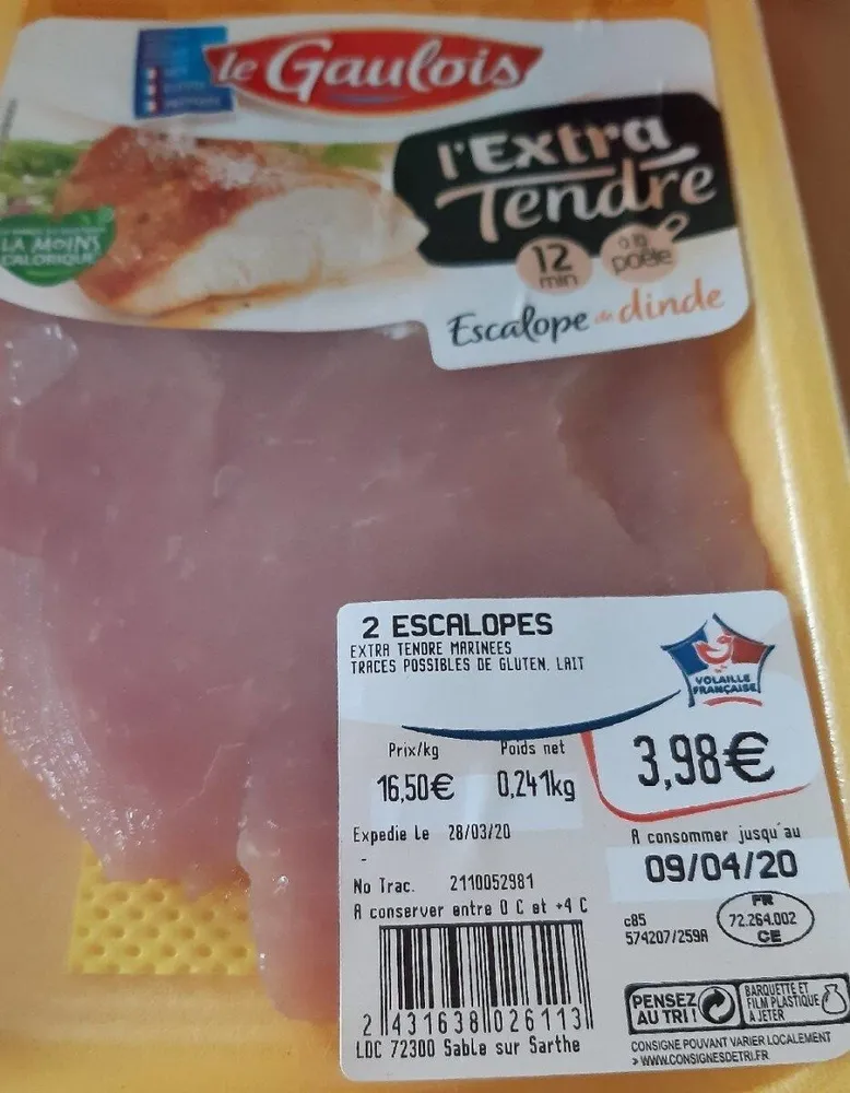 L extra tendre  escalopes de dinde