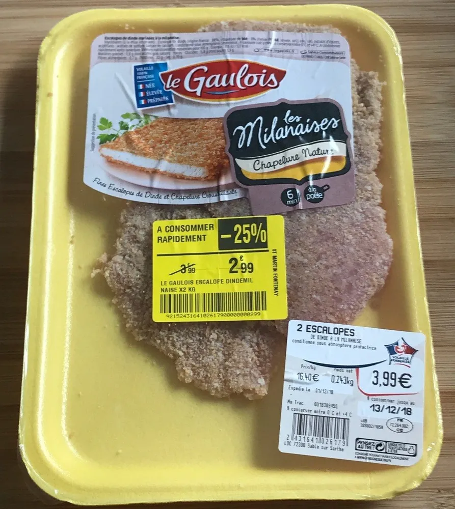 Escalopes de dinde à la milanaise