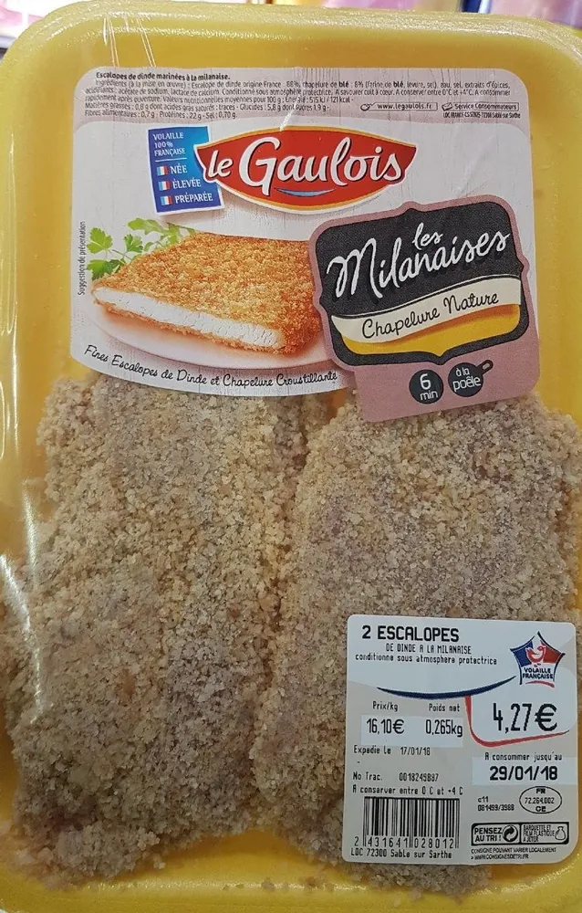 2 escalopes de dinde à la milanaise