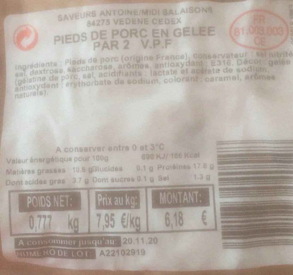 Pieds de porc en gelee