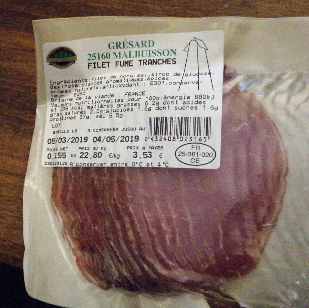 Filé fumé tranches