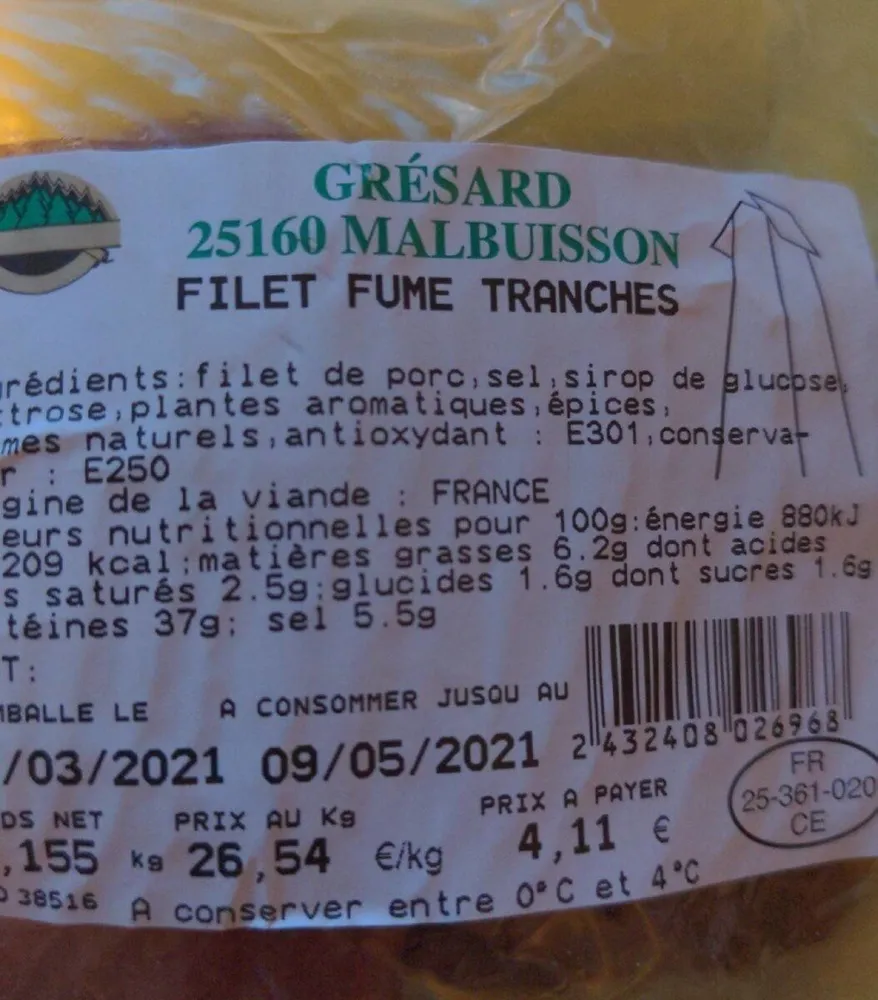 Filet fumé tranchés