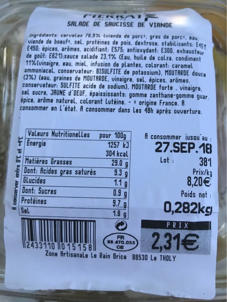 Salade de saucisse de viande