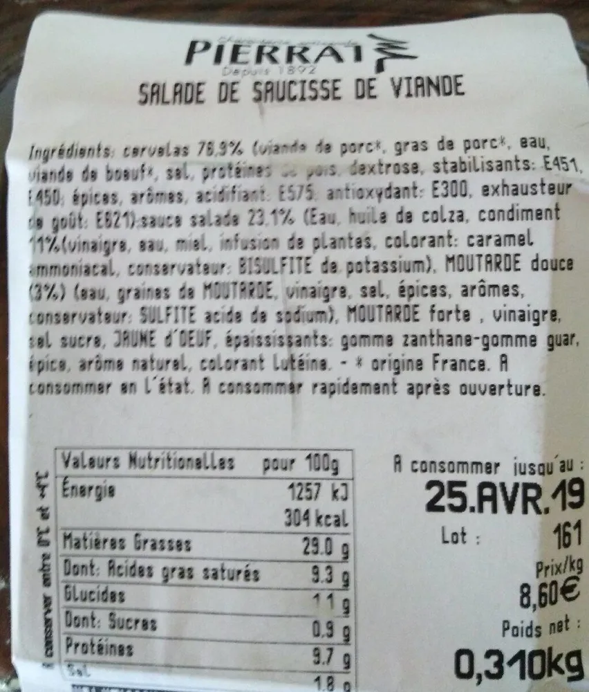 Salade de saucisse de viande