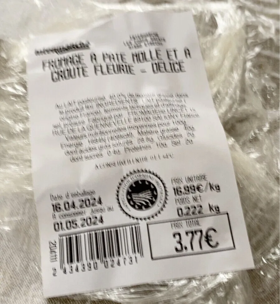 Fromage a pâte molle et à croute fleurie delice